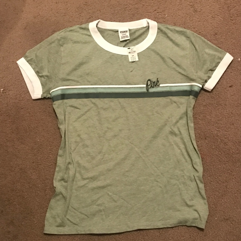 PINK Olive Green Top NWT