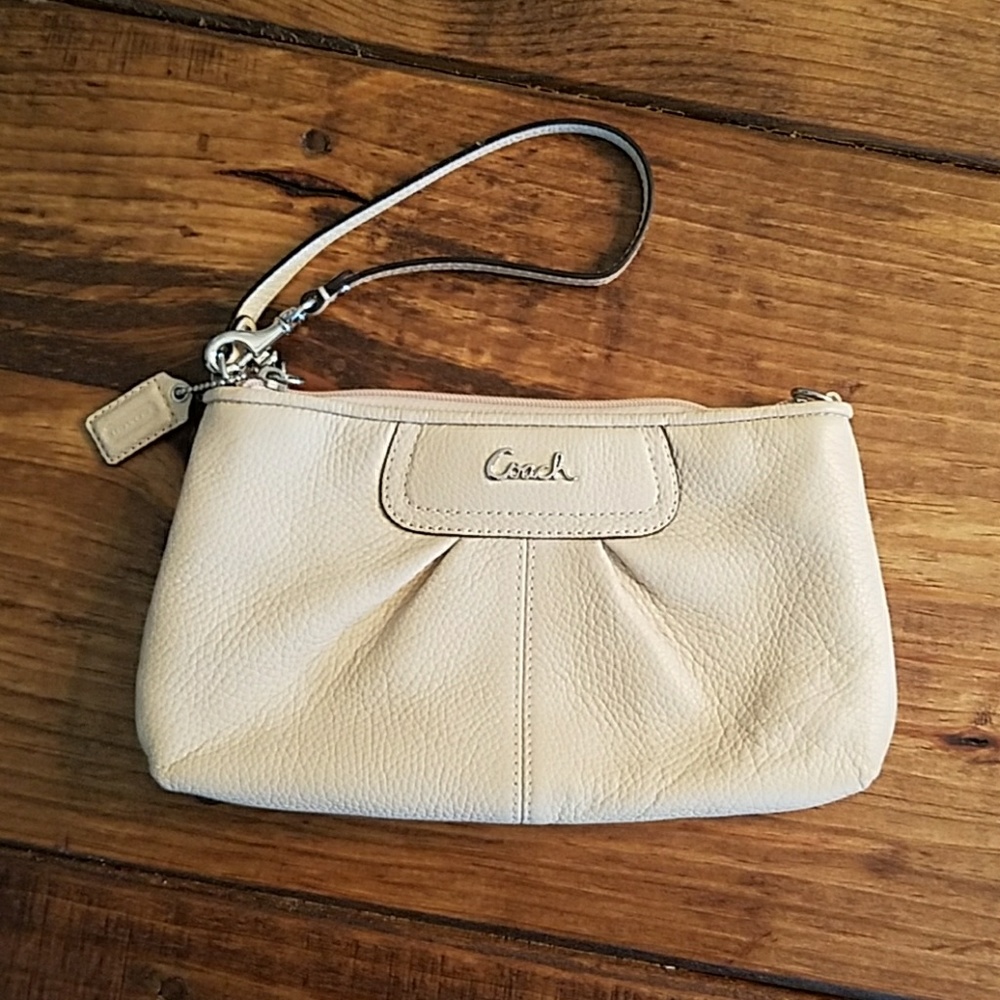 Coach nude leather wristlet