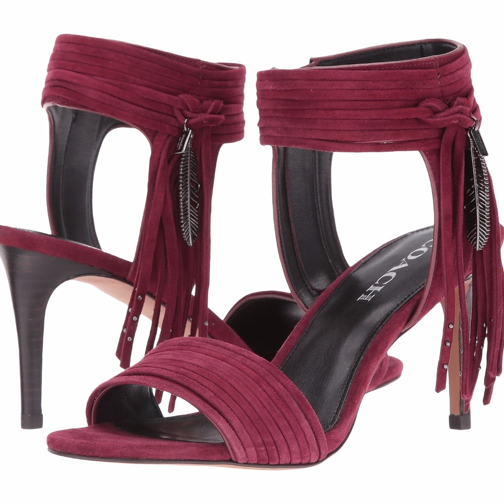 NEW COACH Silhouette Harvey Suede Fringe Sandals