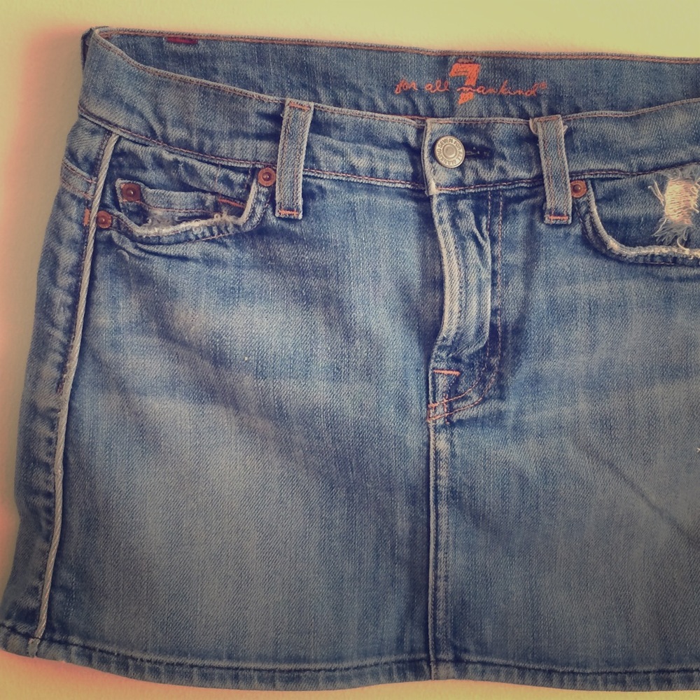 7 for all man kind • denim mini skirt