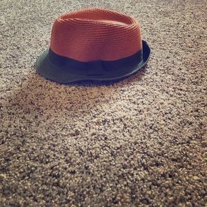 Orange and olive green hat