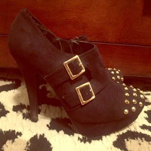 Black studded heal booties