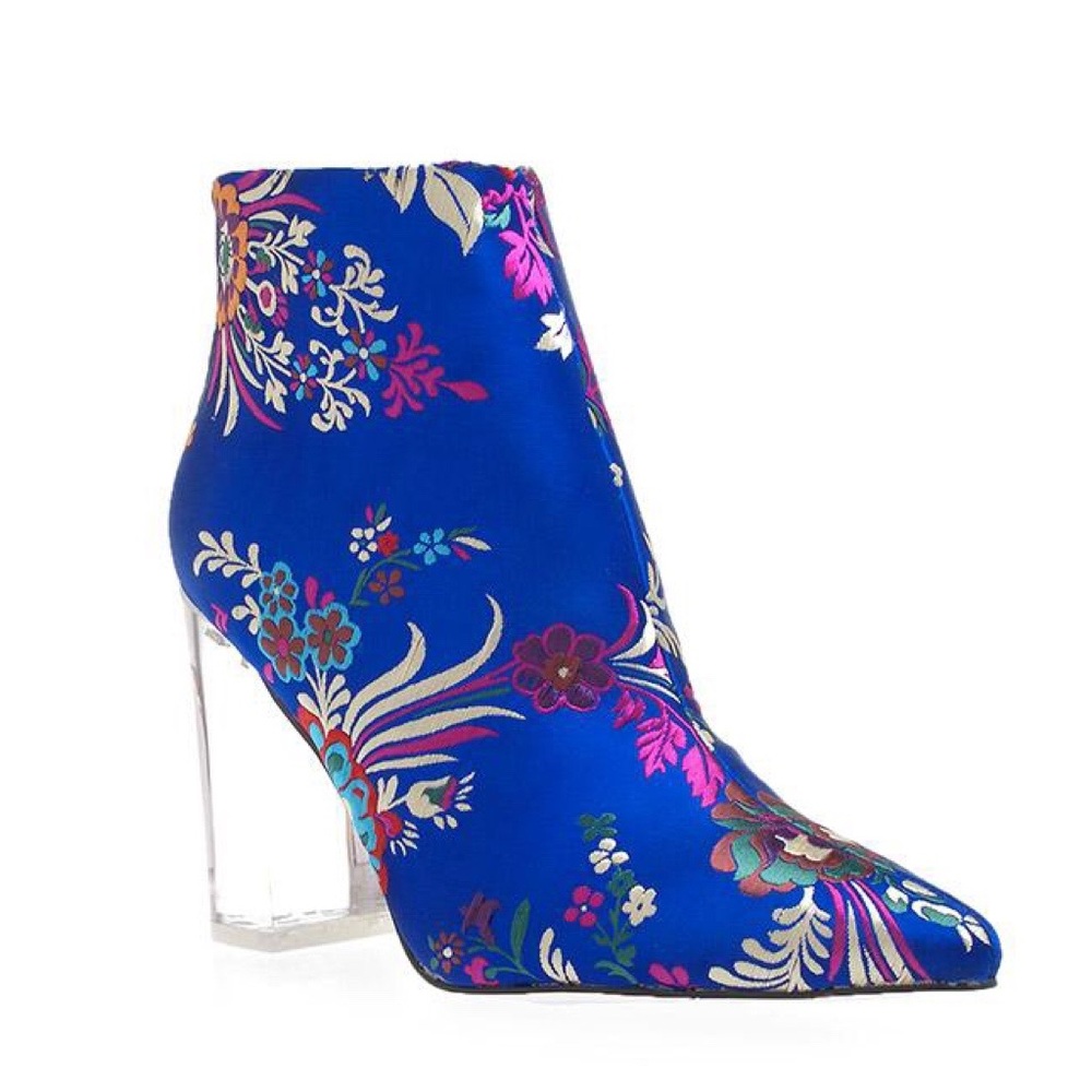 Silk Asian Print Blue Bootie