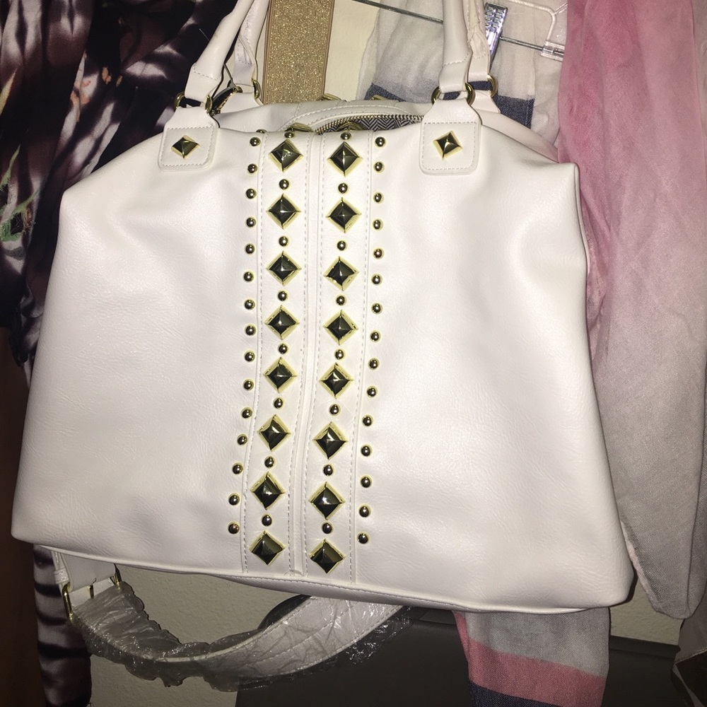 White purse gold accents new with tags