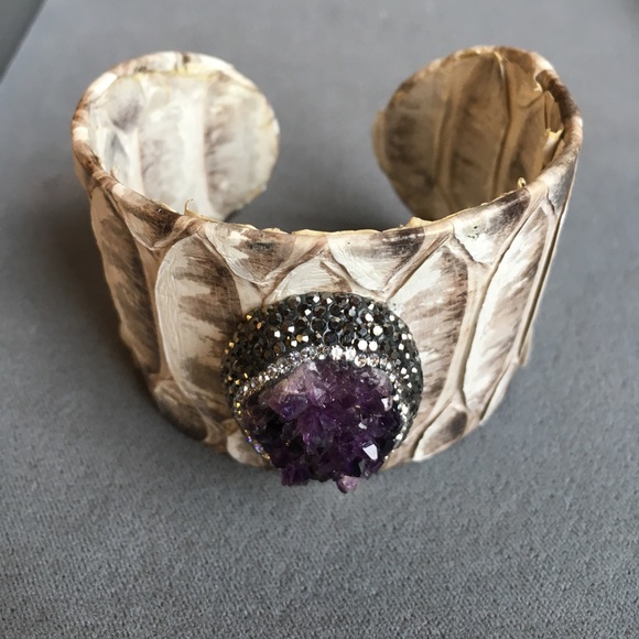 Python and amethyst Druzy Cuff Bracelet