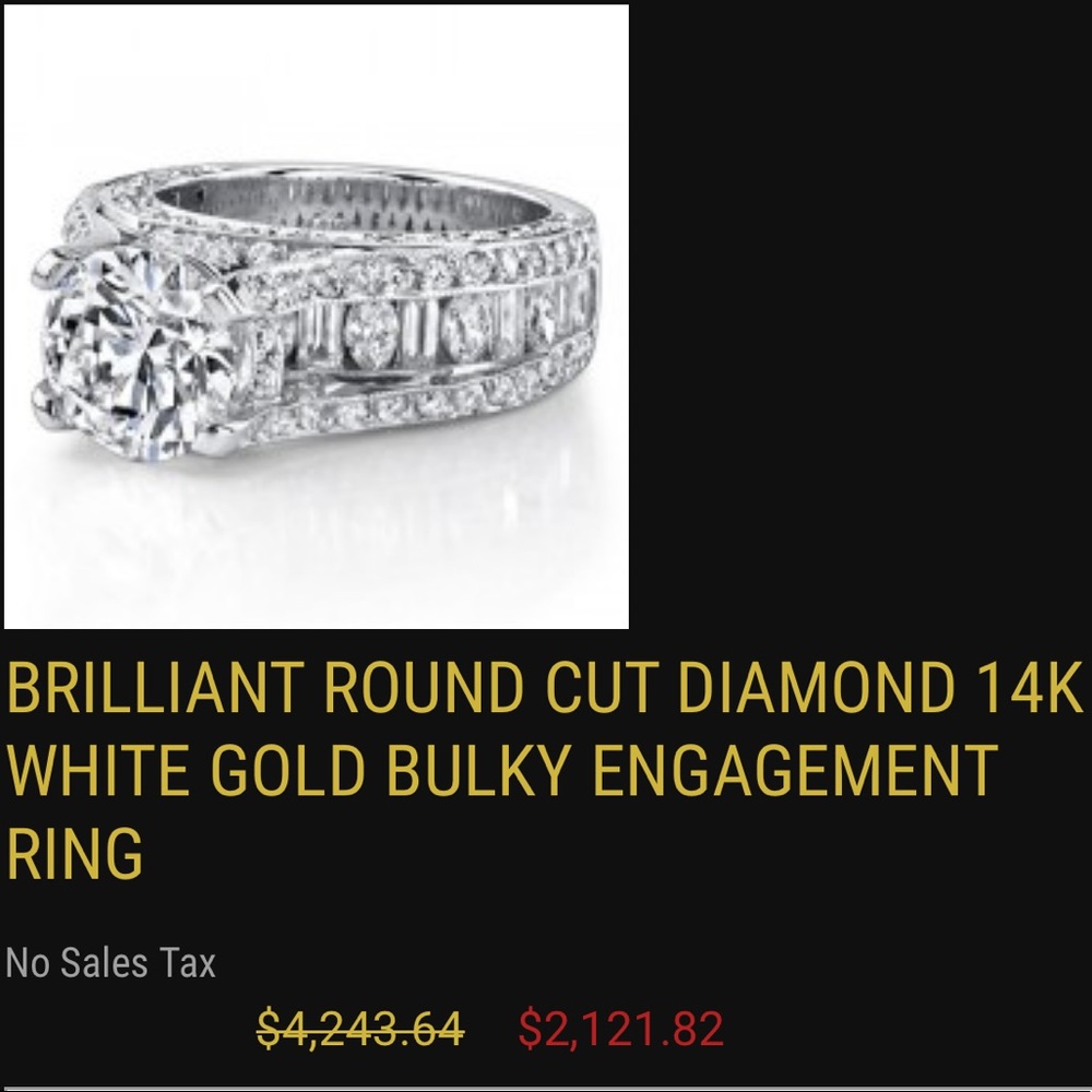 Round cut Diamond Engagement Ring 14k Gold
