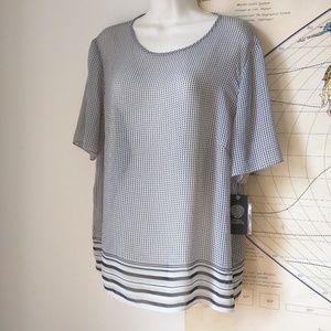 Vince Camuto NWT sheer blouse gray B&W XL Vince Camuto NWT sheer blouse gray B&W XL
