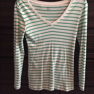 Gap green and white stripped shirt