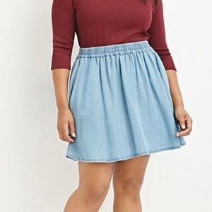 Forever 21+ Chambray Skater Skirt