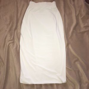 All white tight pencil skirt