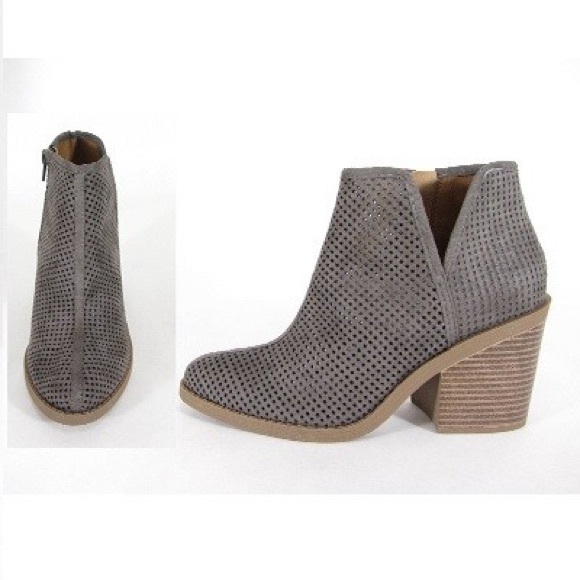 Last Pair (5.5)! Side Cut Perforated Grey Bootie - Picture 2 of 2