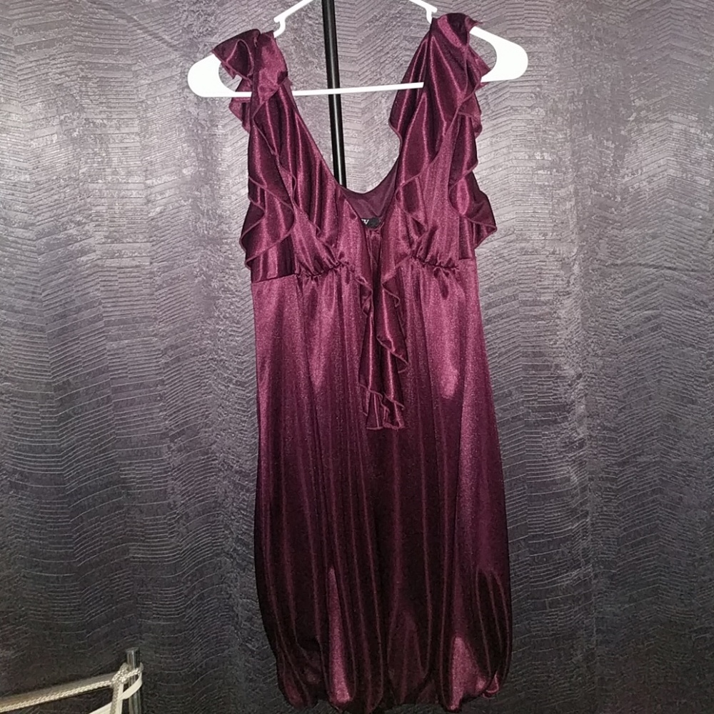 Ruffled deep neckline dress