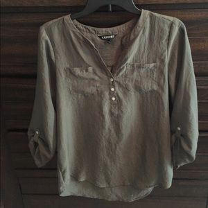 Express olive linen top