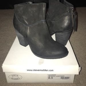 BRAND NEW Steve Madden Black Leather Booties