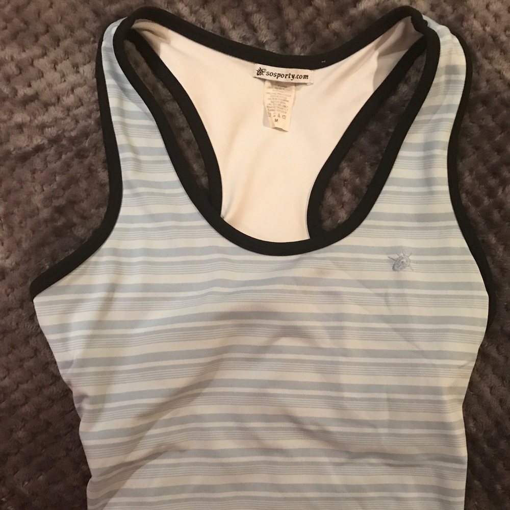 Blue and white sport top