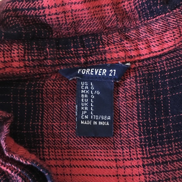 Forever 21 lightweight black & red plaid shirt - Picture 5 of 5