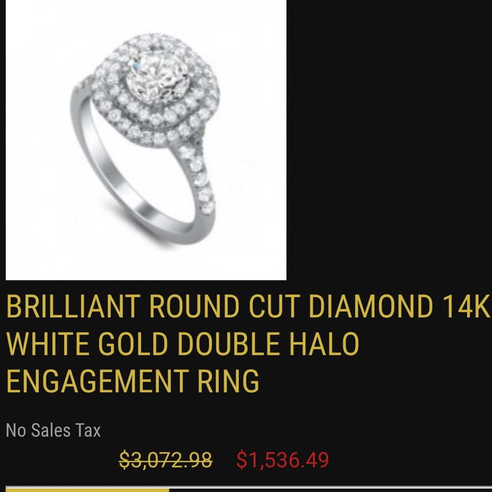 Round Cut Diamond engagement 14k Gold Ring