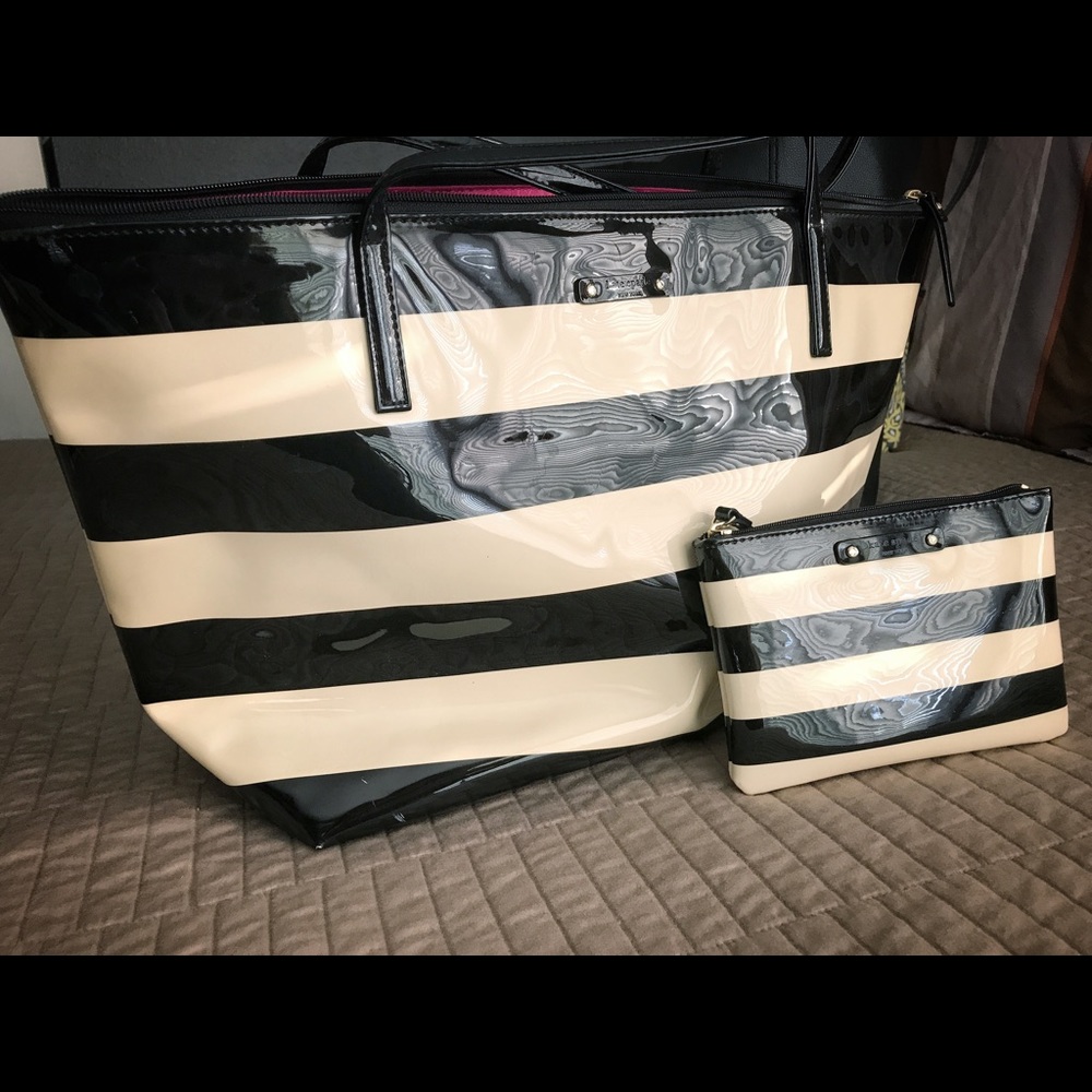 Kate Spade Patent Black and Cream Bundle