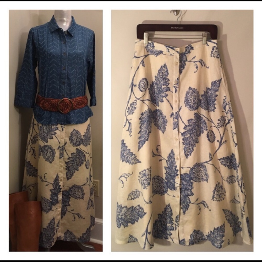 Ralph Lauren 100% linen Skirt Floral pattern