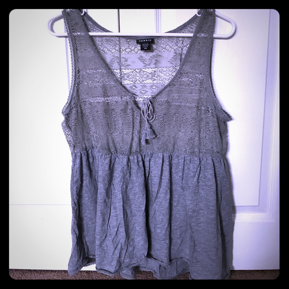 Torrid grey lace top tank