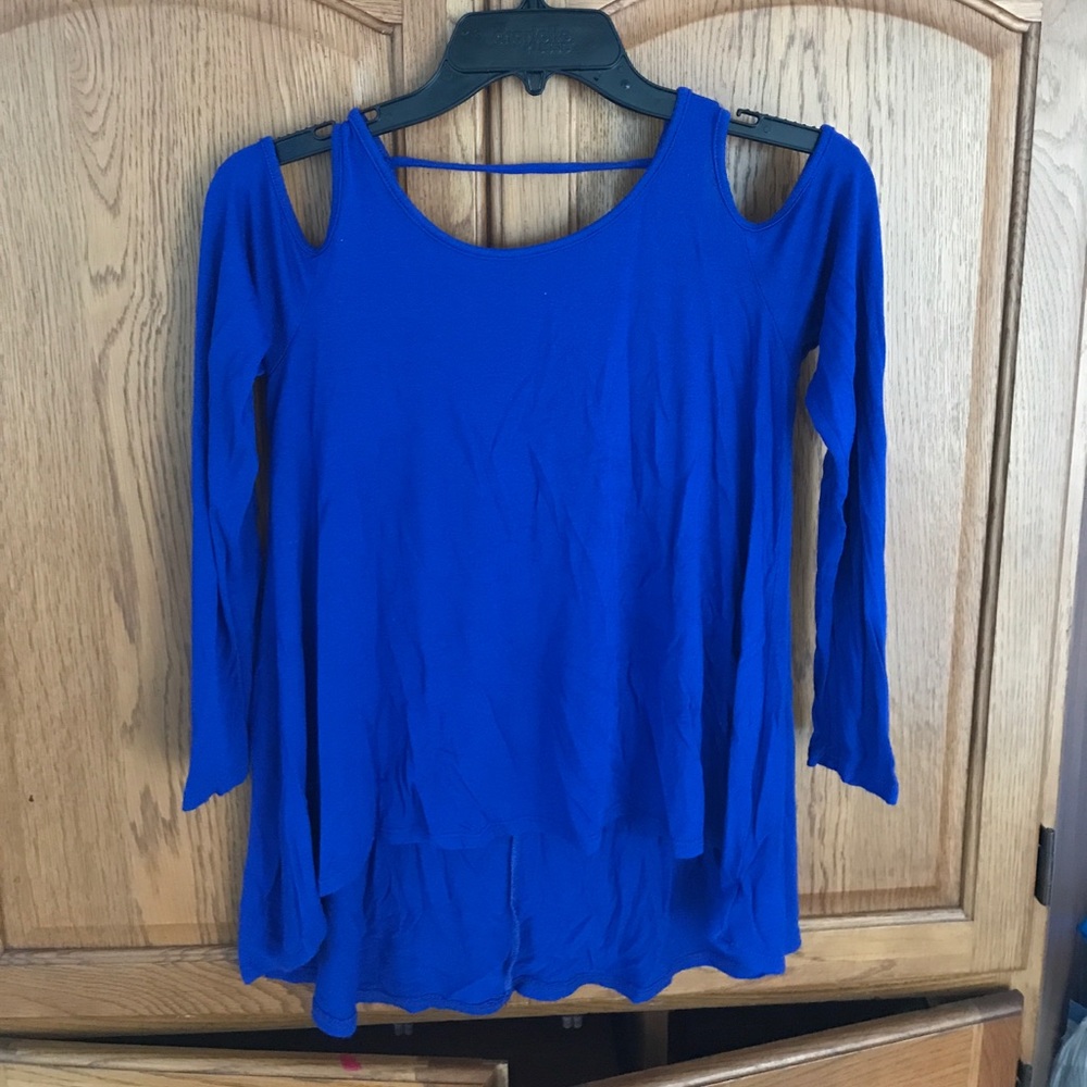 Blue Cold Shoulder Top
