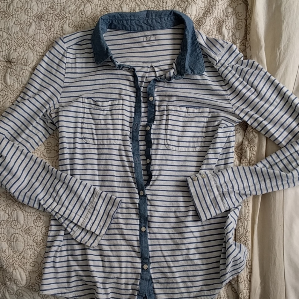 Blue and White Button Down