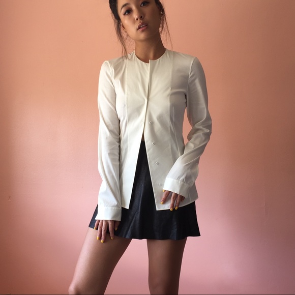 Akris White Cotton Shirting Blouse