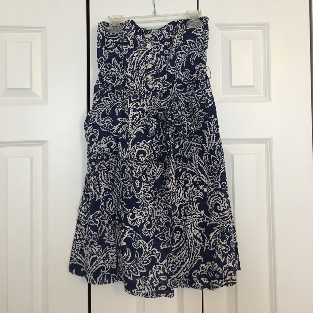 AE blue & white strapless dress💙