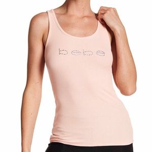 BEBE RHINESTONE LOGO TANK