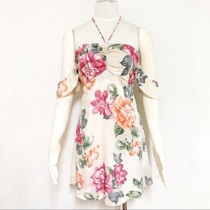 Halter floral Ruffle cold Off Shoulder Boho Dress