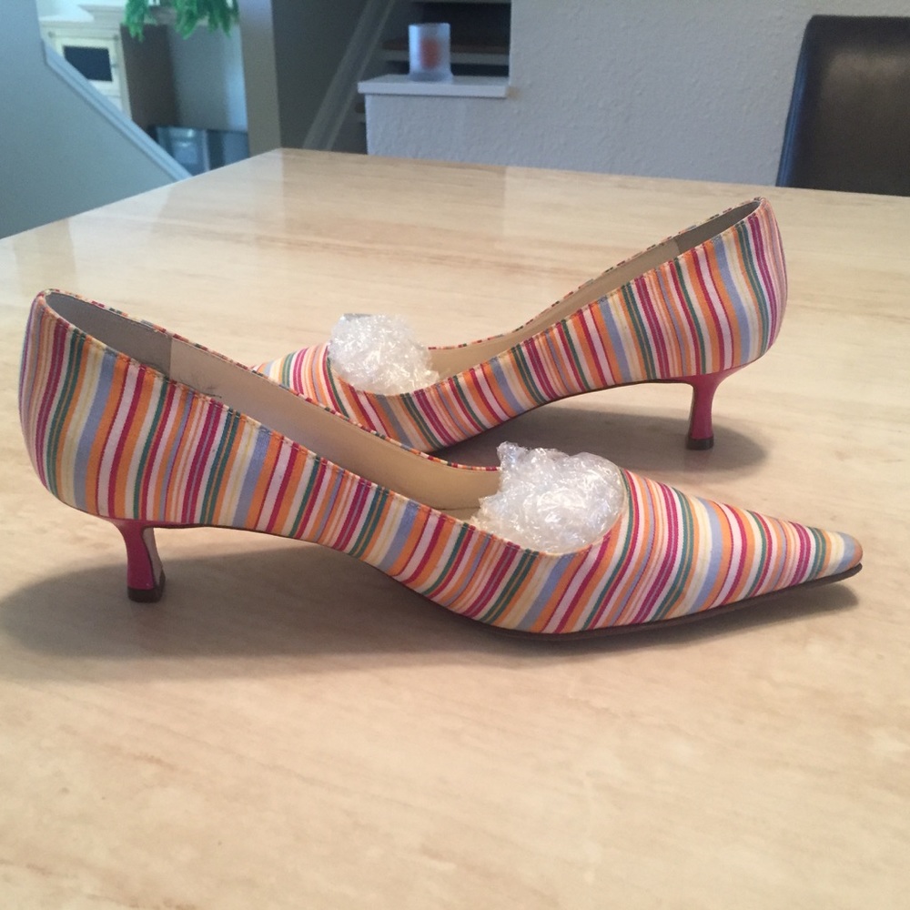 Striped Antonio Melani Kitten Heels, Sz 9.