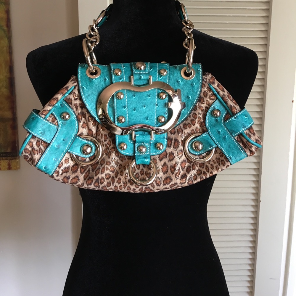 GUESS LEOPARD TURQUOISE PURSE