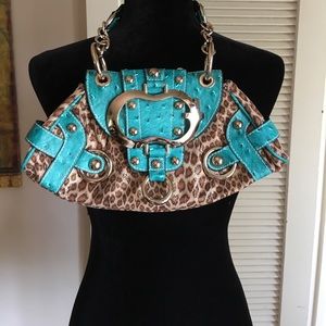 GUESS LEOPARD TURQUOISE PURSE