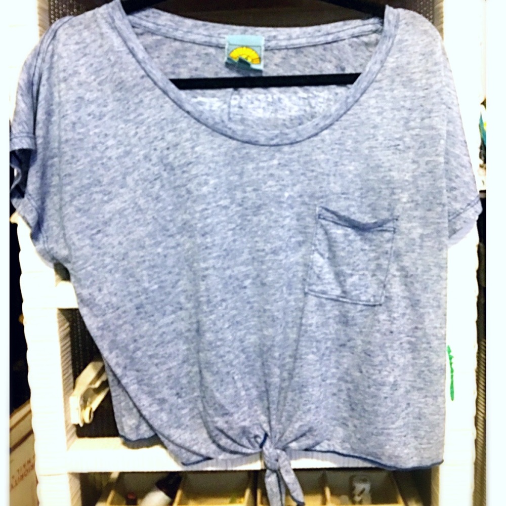C&C California Blue Crop Tie front Tee size S