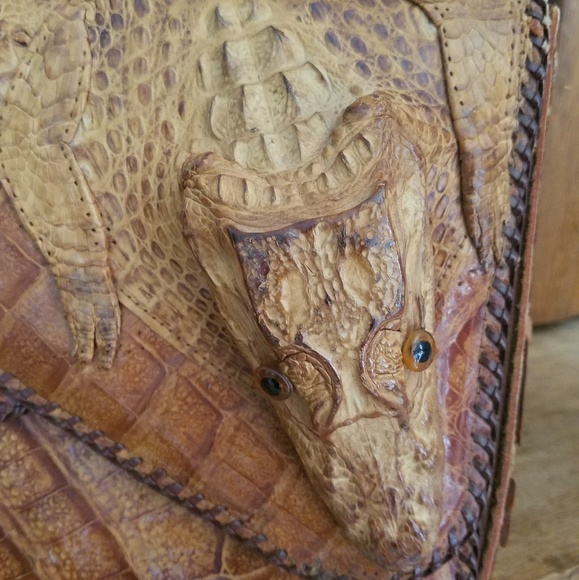 H/P🎉 VINTAGE 50s Rare Full Body Alligator Handbag - Picture 2 of 6