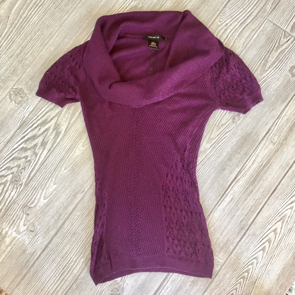 Arden B purple sparkle cowl neck top. Size S
