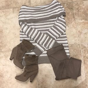 ❌SOLD❌Chunky Taupe and white off the shoulder