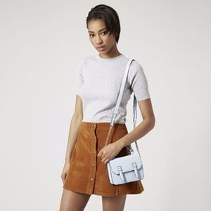 Topshop Blue Mini Satchel with Crossbody Chain Topshop Blue Mini Satchel with Crossbody Chain