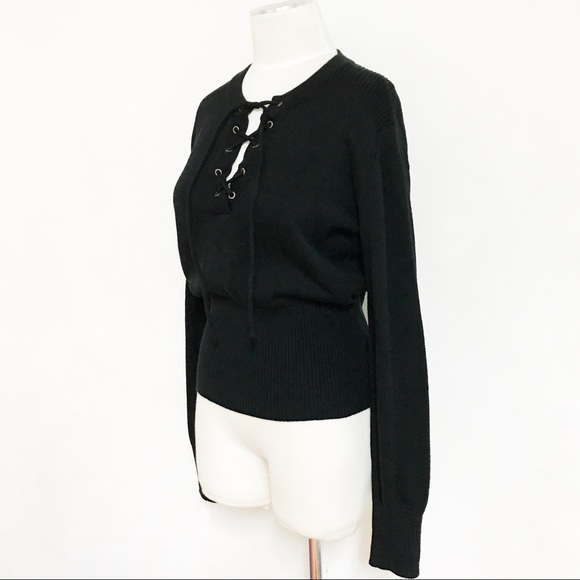 Lace Up Tie Knit sweater pullover - Picture 2 of 6