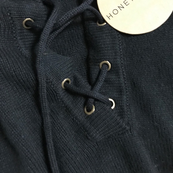 Lace Up Tie Knit sweater pullover - Picture 4 of 6