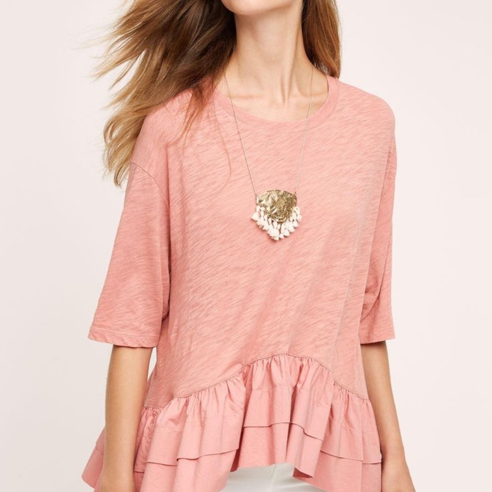 Anthropologie Akemi Kin Cascade Peplum Top Ruffle
