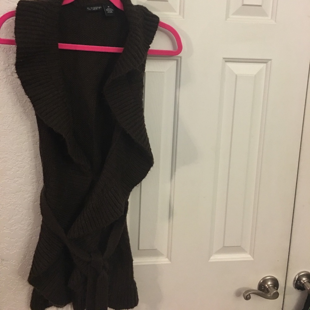 Daytrip sweater wrap top with sash tie M