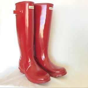Hunter Original Tall Gloss Rain Red Boots