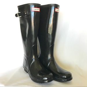 Hunter Original Tall Gloss Rain Black Boots