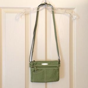 Olive green Rosetti multi-pocket cross-body purse