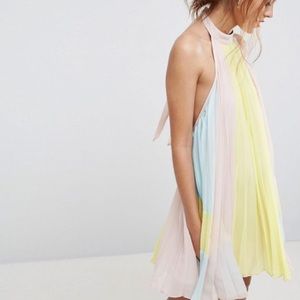 Asos pleated colourblock trapeze dress