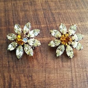 Coach flower clip on earrings