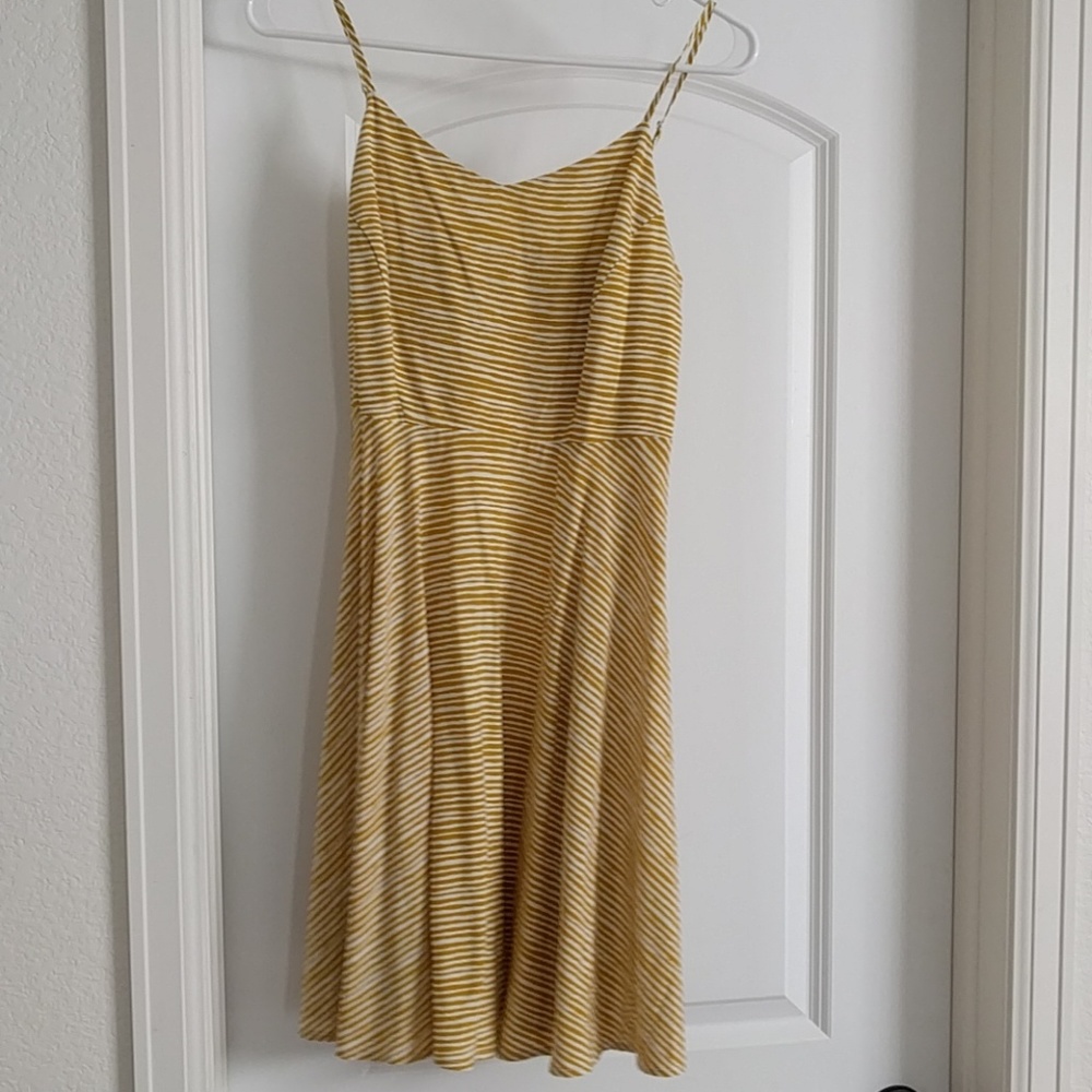 Mustard striped fit and flare dress