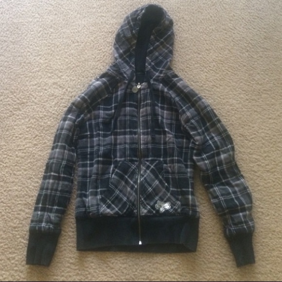 ISO Fox Riders Co Jacket Grey+Black Plaid Reverse - Picture 1 of 5