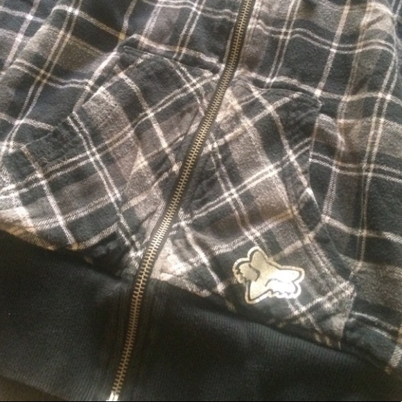 ISO Fox Riders Co Jacket Grey+Black Plaid Reverse - Picture 2 of 5